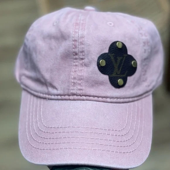 Upcycled, Repurposed Authentic Louis Vuitton Clover Hat. Upcycled Louis Vuitton keychain cardholder purse earrings hat main image 3
